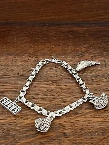 Brazalete Dije Vintage Estate Plata Esterlina, 4 Dijes, Dijes Móviles - Imagen 1 de 11