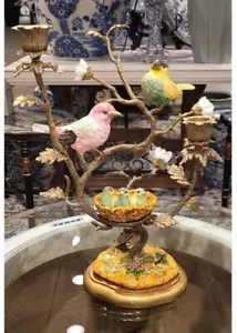 Kerzenständer Ständer mit Vogel und Nest Bronze Ormolu - 15,5" Höhe - Bild 1 von 8