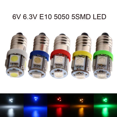 100Pcs DC 6V 6.3V E10 LED 5050 5 SMD Screw Led Bulb Light Pinball Battery Lamp - Image 1 of 4