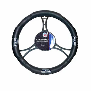 Official NFL Football Seahawks Team Logo Black Premium Steering Wheel Cover - Picture 1 of 2