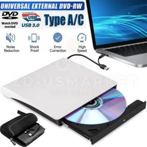 Slim External CD DVD Drive USB 3.0 Disc Player Burner Writer For Laptop PC Mac - Picture 1 of 8