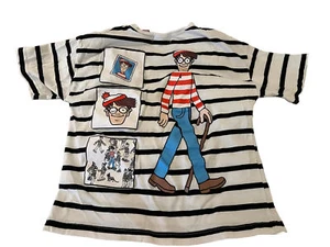 Zara Kids Where's Wally T shirt Waldo Striped white black Sz 8 Embroidered - Picture 1 of 5