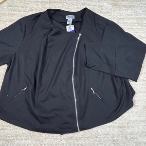 Catherines Jacket Womens 4X Black Minimalist Stretch Zip Front Curvy Modern - Picture 1 of 9