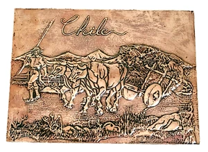 A 10" TALL x 13.25" WIDE, 458g, CHILE / AGRICULTURE-THEMED COPPER WALL-HANGING - Picture 1 of 3