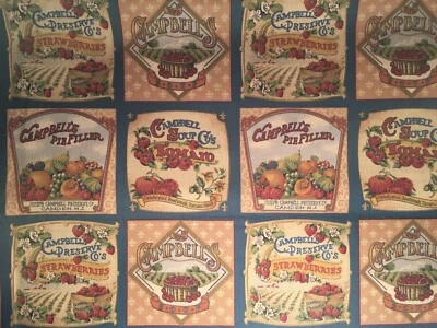 VINTAGE 2001 CAMPBELL'S SOUP NOVELTY FABRIC PRESERVES LABELS CONCORD INC. NEW - Image 1 of 2