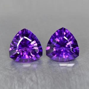 22.55Ct (2Pcs)Trillion_Grand look Unheated AAA+ Vivid Purple Amethyst _Bolivia - Picture 1 of 1