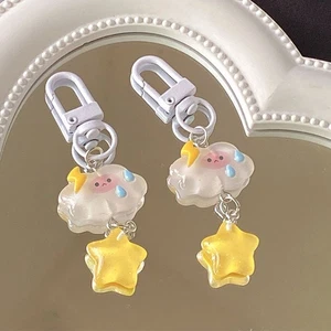 Cartoon Cloud Star Keychain Pentagram Key Chain For Girls Decoration Key Ring_W - Picture 1 of 16