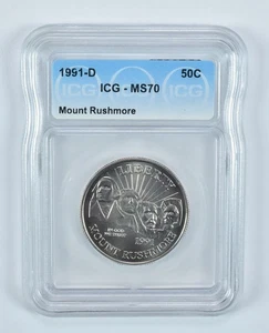 1991-D Mount Rushmore Commemorative Half Dollar MS70 ICG *8168 - Picture 1 of 5
