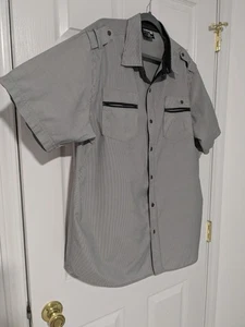 Mecca USA Men's XL Short Sleeve Button Down Shirt Pockets Blk Gray White Urban - Picture 1 of 15