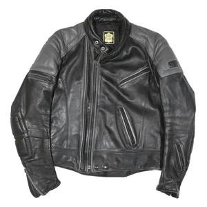 Chaqueta de motociclista de cuero negra y gris EGHTS LEADER para hombre M cierre de cremallera acolchada - Imagen 1 de 6