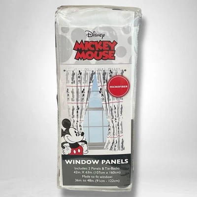 Disney Mickey Mouse Window Panels Curtains 42" x 63" Set 2 Panels With Tiebacks - Image 1 of 3