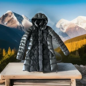 Duvetica Goose Down Wool Long Puffer coat Green Black Hooded Sz.40 XS $1200 - Picture 1 of 22