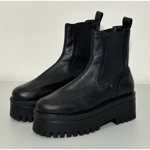 Botas para mujer Nasty Gal 6 39 negras de cuero real con forma plana Chelsea suela gruesa - Imagen 1 de 12