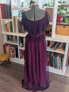 RARE Women's Vintage Jill Richards 1970s Purple Lace Prom Ball Gown - Picture 1 of 18