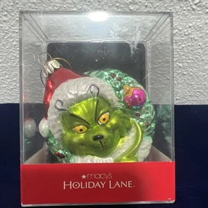 GRINCH WHO STOLE CHRISTMAS MUNDGEBLASENES GLASORNAMENT ~ KRANZ ~ Macy’s - Bild 1 von 4