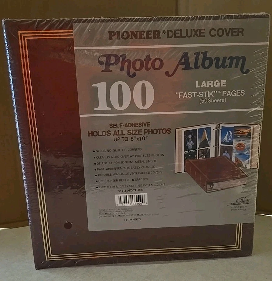 复古 NOS 未使用 自粘性相册 3 环粘合剂 100 页鳄鱼皮封面 — 第 1/4 张图片