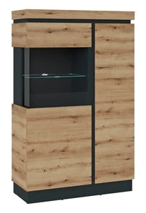 Vitrine Wohnzimmer Vitrinenschrank Wohnzimmermöbel Glasvitrine CORTE Evoke Eiche - Bild 1 von 3