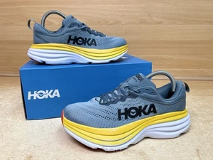 Hoka Bondi 8 Trainers Womens Girls UK 6.5 Blue/Mountain Spring Yellow Running - Picture 1 of 23