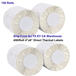 150 Rolls 450/Roll 4x6 Direct Thermal Shipping Mailing Labels for Zebra Printers - Picture 1 of 11