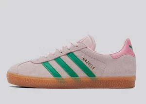 NWB Adidas Originals Gazelle J Clear Pink Court Green Youth shoes JP7128 Sz 6.5 - Picture 1 of 12