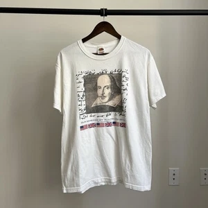 Vintage William Shakespeare Portrait Art Mens L  Literature Author Tee - Picture 1 of 5