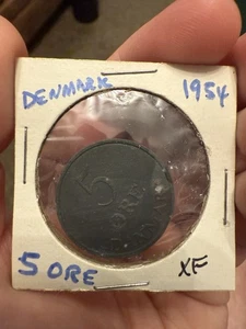 1954 Denmark 5 Ore Coin - VF - Picture 1 of 2