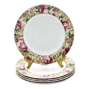 5 Royal Doulton Everyday POETIC ROSE TC1218 Pink Flowers Dinner Plates MINT - Picture 1 of 6
