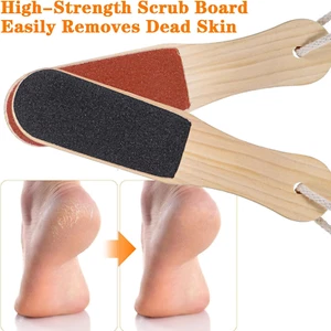 Foot File Callus Remover Heel Grater Wood Handle Foot Scrubber Brush f Dead Skin - Picture 1 of 12