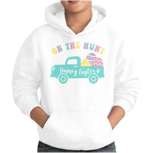 Happy Easter On the Egg Hunt Pick Up Truck Youth Girls Hoodie Sweatshirts Kids - Picture 1 of 7