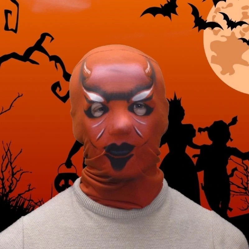 Máscara facial fantasia adulto assustador efeito 3D terror Halloween máscaras de tecido de lycra - Imagem 1 de 4