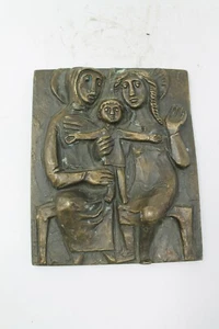 Antique Original Brass Holy Religious Christian Subject Wall Hangin Plate NH6764 - Picture 1 of 10