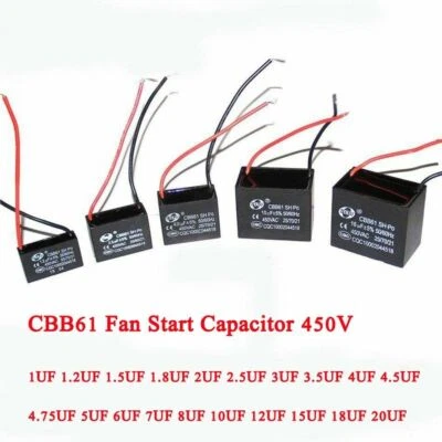 450V 1/1.2/1.5/2/2.5/3/3.5/4/5UF-20UF CBB61 Motor Start Runing Fan Capacitor - image 1 of 4