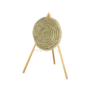 Disco de paja redondo Deluxe - Ø 60 cm objetivo - natural + soporte de madera juego de arranque - Imagen 1 de 4