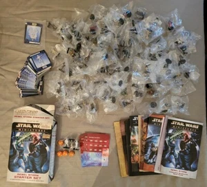 Huge Star Wars Mini Lot WOTC Starter set 133 Minis Matching Cards & More RARE - Picture 1 of 9