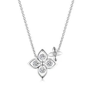 Flower Petal Design Moving/Rotating CZ 14K Gold Plated Pendant Necklace - Picture 1 of 5