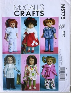 McCalls 5775 Doll Clothes For 18" Doll Toy Dog Sewing Pattern - Picture 1 of 1