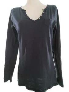 Stile Benetton Size 38/40 Navy Blouse Long Sleeve Pockets - Picture 1 of 5