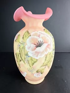 Fenton Centennial Collection Burmese Diamond Optic 9" Vase LE #809 - 4855 WL - Picture 1 of 10