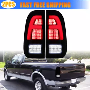 Tail Lights for 1997-2003 Ford F150 99-07 F250 F350 Black LED Tube Brake Lamps - Picture 1 of 9