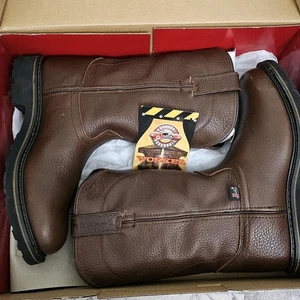 Justin Work Boots Mens 7.5 D Brown Leather Warren Steel Toe WK4921 NEW - Picture 1 of 7