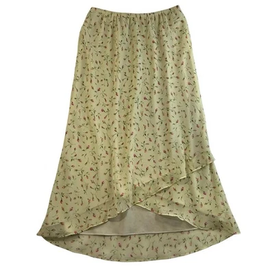 Vintage Y2k Tamanho 10 Saia Bainha de Babado Fada Caprichosa Feminina Delicada Midi Coquete - Imagem 1 de 4