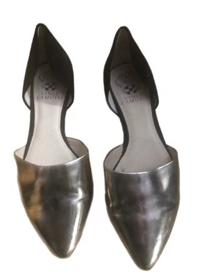 Vince Camuto Mujer’s D’Orsay Pisos Negro Gamuza Dorado Cuero Punta Talla 7.5 Foto 1 de 4