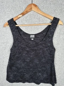 Canotta donna vintage Adri New York media crop blu navy maglia scollo a scoop - Foto 1 di 9