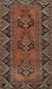 Vintage Geometric Accent Rug 4x6 Hand-knotted Traditional Rust Color Carpet - Picture 1 of 16