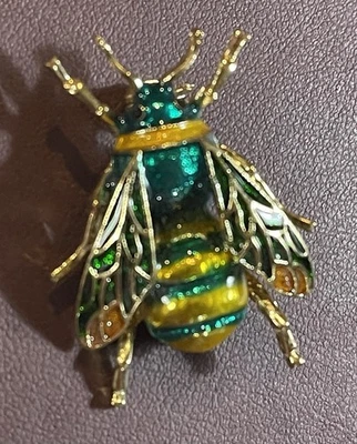 Broche Esmalte Abejorro, PIN Abeja Miel Impresionantes Colores Tono Dorado Foto 1 de 4
