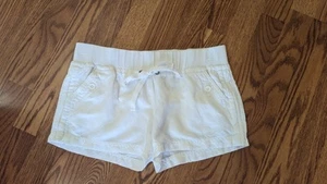 Candies White Pull-on Shorts Stretch Waist Linen Rayon Mid Rise Euc Sz S - Picture 1 of 2