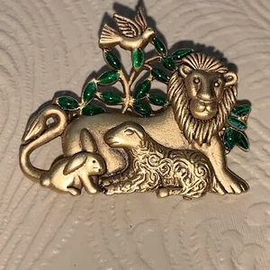Vtg Signed Danecraft Lion Lamb Jewelry Pin Brooch Dove Olive Branch Signed J1 - Picture 1 of 4
