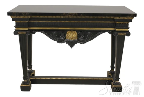 L56848EC: JOHN WIDDICOMB Neoclassical Black & Gold Console Table Cover