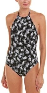 La Blanca 188704 Womens High Neck Halter One Piece Swimsuit Black/White Size 16 - Picture 1 of 2