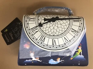 Disney - Peter Pan Clock Glow in the Dark Crossbody Bag Purse Loungefly NEW - Foto 1 di 3